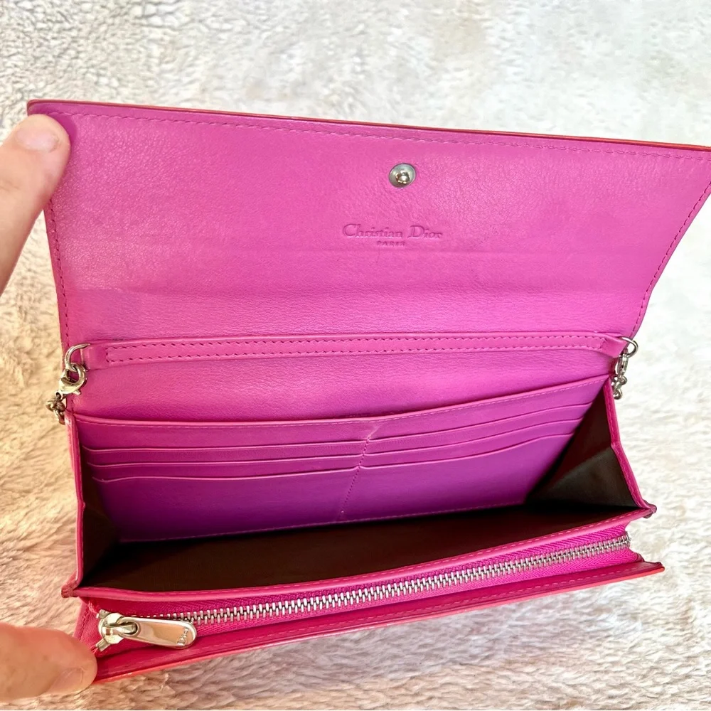 Christian Dior Pink Patent Leather Trotter Wallet WOC